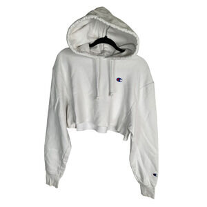 Champion Vintage Y2K Womans S Reverse Weave Cropped Hoodie Sweatshirt White 90s